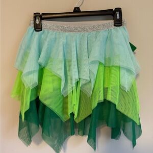 Multicolor Green Layered Skirt